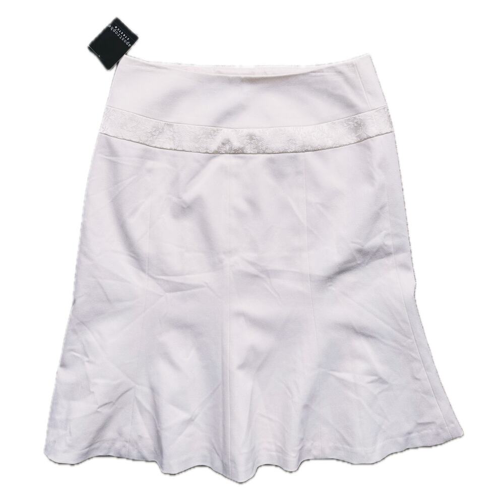 NWT Apostrophe Embroidered Flare Skirt 6 Ivory Coquette Romantic Old Money - Picture 3 of 7